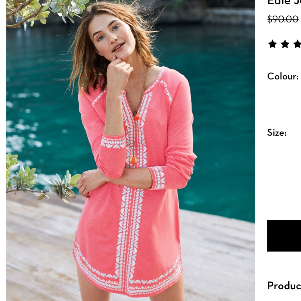 Boden Edie Jersey Kaftan / cover-up - Coral Sunset